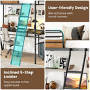 Twin Size Loft Bed Metal Bed Frame with Ladder and Guardrails-Black by LJGDeals