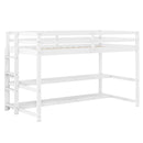 Twin Size Loft Bed with Storage Shelves Full-length Guardrails and Ladder-White