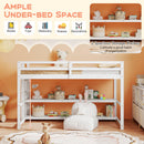Twin Size Loft Bed with Storage Shelves Full-length Guardrails and Ladder-White by LJGDeals
