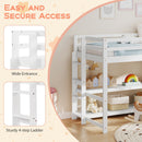 Twin Size Loft Bed with Storage Shelves Full-length Guardrails and Ladder-White by LJGDeals