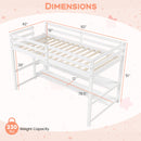 Twin Size Loft Bed with Storage Shelves Full-length Guardrails and Ladder-White