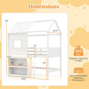 Twin Size Loft Bed with LED Lights Roof Window and Storage Bookshelf-White by LJGDeals