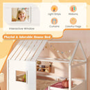 Twin Size Loft Bed with LED Lights Roof Window and Storage Bookshelf-White by LJGDeals