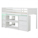 Twin Size Loft Bed with LED Lights and Underbed Space for Kids by LJGDeals