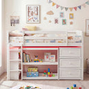 Twin Size Loft Bed with LED Lights and Underbed Space for Kids by LJGDeals
