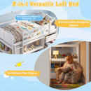 Twin Size Loft Bed with LED Lights and Underbed Space for Kids by LJGDeals