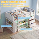 Twin Size Loft Bed with LED Lights and Underbed Space for Kids by LJGDeals