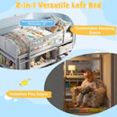 Twin Size Loft Bed with LED Lights and Underbed Space for Kids by LJGDeals