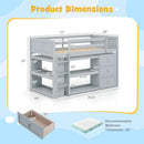 Twin Size Loft Bed with LED Lights and Underbed Space for Kids by LJGDeals