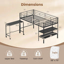 Twin Size Loft Bed with Rolling Desk and Bookshelf Platform Bed Frame by LJGDeals