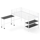 Twin Size Loft Bed with Rolling Desk and Bookshelf Platform Bed Frame by DirectDeals
