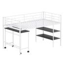 Twin Size Loft Bed with Rolling Desk and Bookshelf Platform Bed Frame by LJGDeals