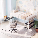 Twin Size Loft Bed with Rolling Desk and Bookshelf Platform Bed Frame by DirectDeals