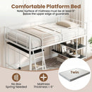 Twin Size Loft Bed with Rolling Desk and Bookshelf Platform Bed Frame by LJGDeals