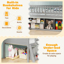 Twin Loft Bed with LED Lights & Bookshelf for Kids