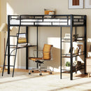Twin Size Loft Bed with Desk and Shelves for Kids and Home-Black by LJGDeals