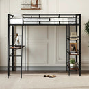 Twin Size Loft Bed with Desk and Shelves for Kids and Home-Black by LJGDeals
