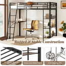 Twin Size Loft Bed with Desk and Shelves for Kids and Home-Black by LJGDeals