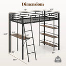 Twin Size Loft Bed with Desk and Shelves for Kids and Home-Black by LJGDeals