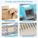 Twin Size Loft Bed with LED Lights with Staircase and Safety Guardrail by LJGDeals