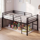 Twin Size Low Loft Bed with Safety Guardrails and 2 Ladders by DirectDeals