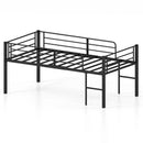 Twin Size Low Loft Bed with Safety Guardrails and 2 Ladders by LJGDeals
