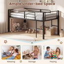 Twin Size Low Loft Bed with Safety Guardrails and 2 Ladders by LJGDeals