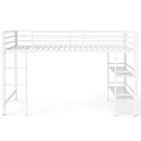 Twin Low Loft Bed with Storage Shelves and Ladder - White by LJGDeals