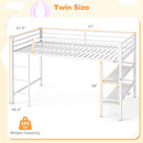 Twin Low Loft Bed with Storage Shelves and Ladder - White by DirectDeals