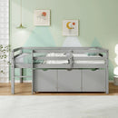 Twin Size Low Loft Bed with 3 Drawers with Ladder and Full-length Guardrails by LJGDeals