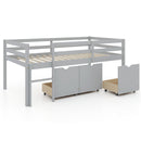 Twin Size Low Loft Bed with 3 Drawers with Ladder and Full-length Guardrails-Gray