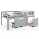 Twin Size Low Loft Bed with 3 Drawers with Ladder and Full-length Guardrails by LJGDeals