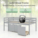 Twin Size Low Loft Bed with 3 Drawers with Ladder and Full-length Guardrails by LJGDeals