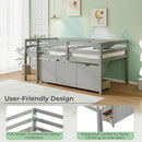 Twin Size Low Loft Bed with 3 Drawers with Ladder and Full-length Guardrails by LJGDeals