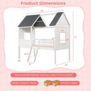 Twin Size Kids House Bed Low Loft Bed Frame with Roof-White by LJGDeals