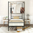 Twin/Full/Queen Size Metal Canopy Bed Frame with Slat Support by LJGDeals