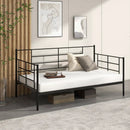 Twin Size Metal Daybed Sofa Bed Frame with Armrests and Backrest by LJGDeals