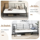 Twin Size Metal Daybed Sofa Bed Frame with Armrests and Backrest by LJGDeals