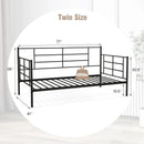 Twin Size Metal Daybed Sofa Bed Frame with Armrests and Backrest by LJGDeals