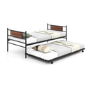 Twin Size Metal Daybed with Trundle and Wood Grain Headboard by DirectDeals