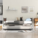 Twin Size Metal Daybed with Trundle and Wood Grain Headboard by DirectDeals