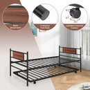 Twin Size Metal Daybed with Trundle and Wood Grain Headboard by DirectDeals
