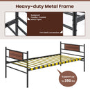 Twin Size Metal Daybed with Trundle and Wood Grain Headboard by DirectDeals