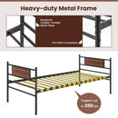 Twin Size Metal Daybed with Trundle and Wood Grain Headboard by LJGDeals