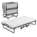 Twin Size Metal Folding Bed with Memory Foam Mattress by LJGDeals