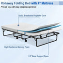 Twin Size Metal Folding Bed with Memory Foam Mattress by LJGDeals