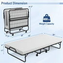 Twin Size Metal Folding Bed with Memory Foam Mattress by LJGDeals