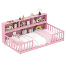 Twin Size Montessori Floor Bed with Bookcase