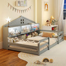 Twin Size Montessori Floor Bed with Storage Compartments and Shelf