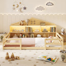 Twin Montessori Floor Bed with Storage and LED Lights